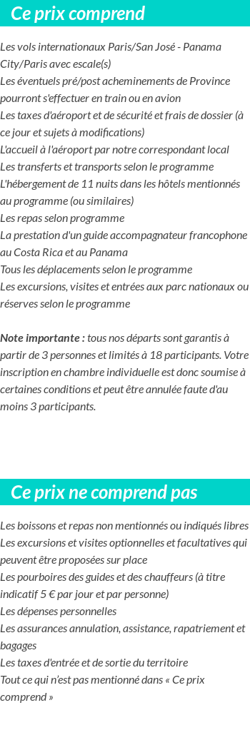 Conditions tarifaires