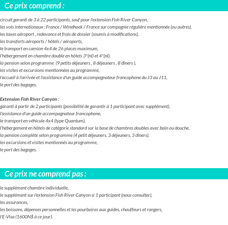 Conditions tarifaires