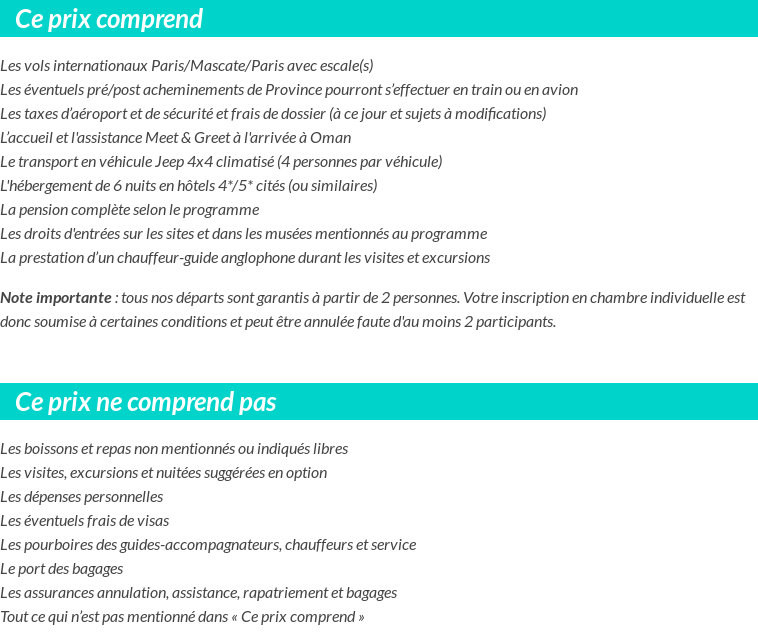 Conditions tarifaires
