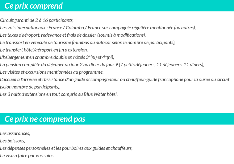 Conditions tarifaires
