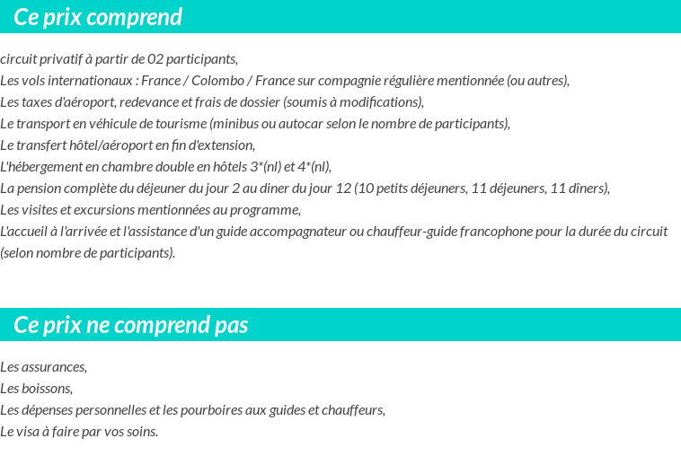 Conditions tarifaires