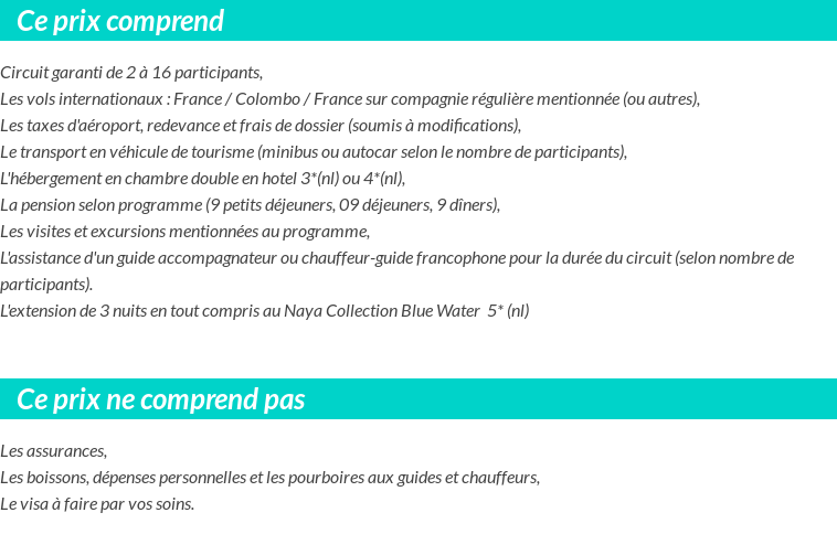 Conditions tarifaires