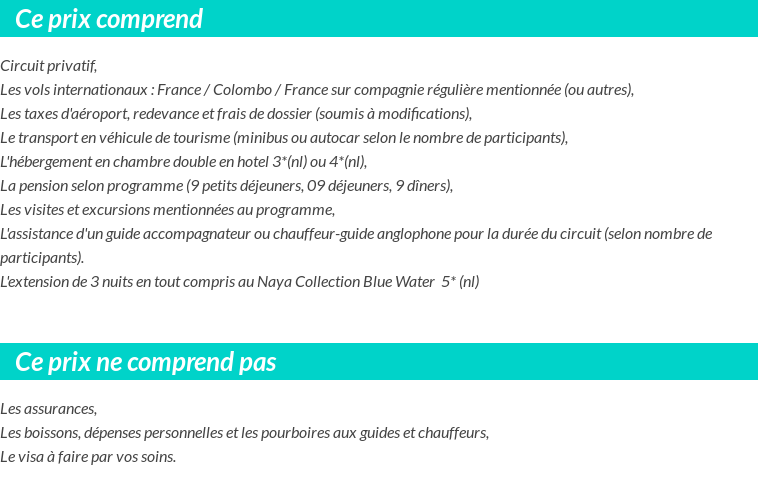 Conditions tarifaires