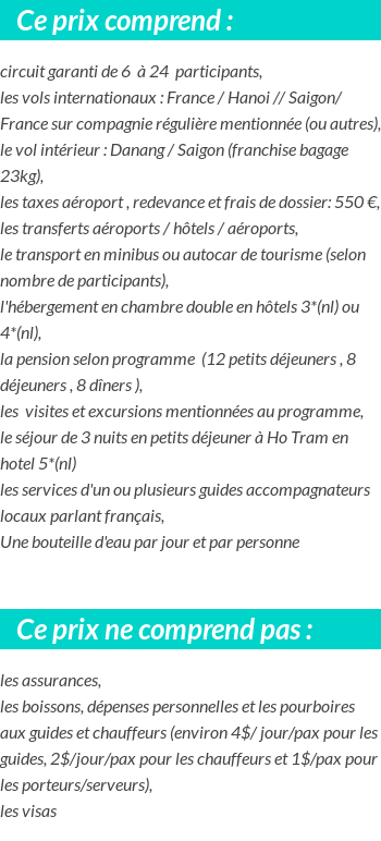 Conditions tarifaires