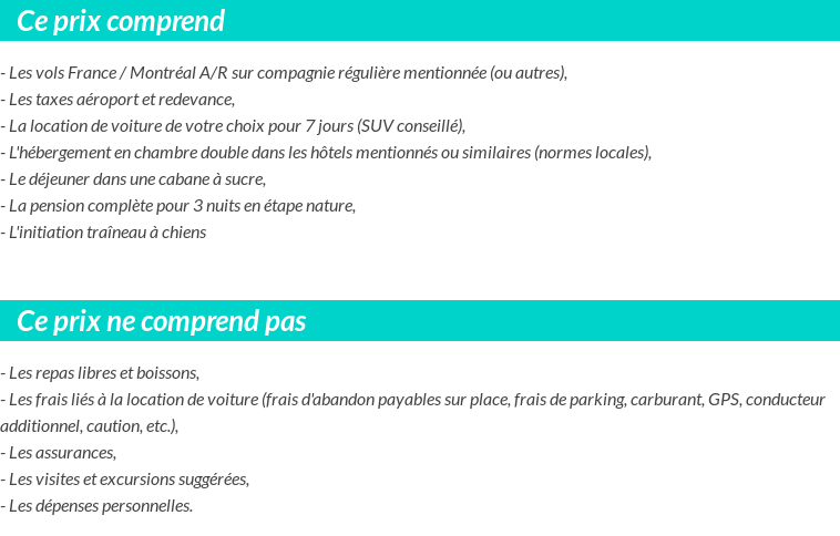 Conditions tarifaires