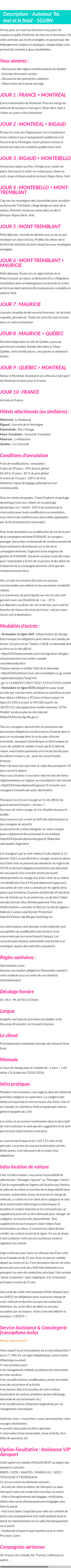 Détails du séjour