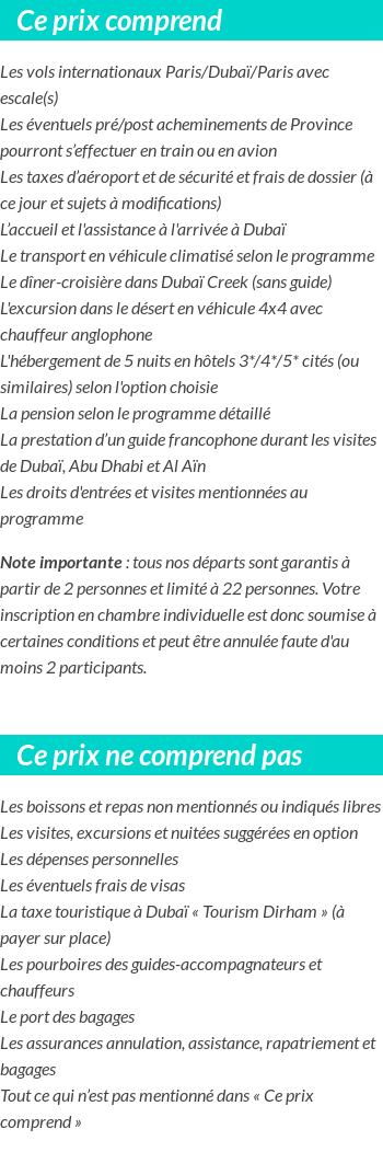 Conditions tarifaires
