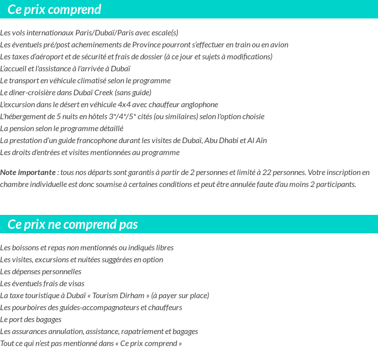 Conditions tarifaires