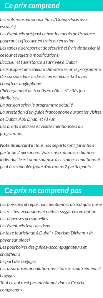 Conditions tarifaires