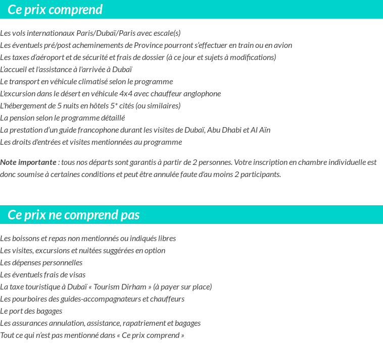 Conditions tarifaires