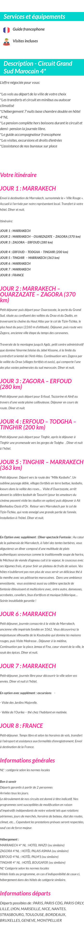 Détails du séjour