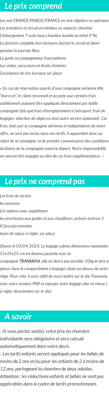 Conditions tarifaires