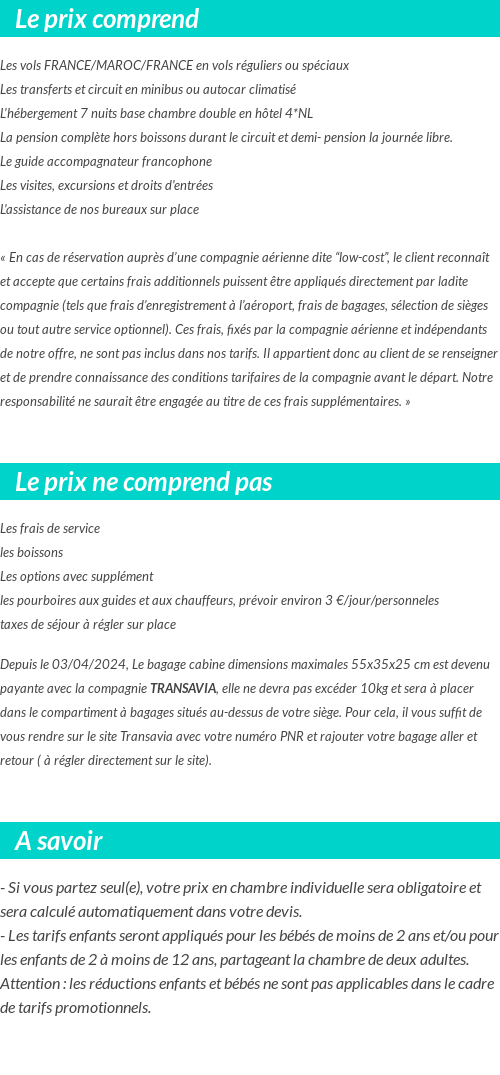 Conditions tarifaires
