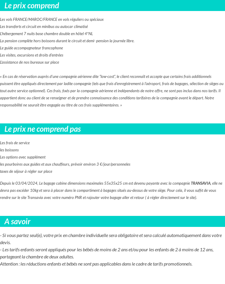 Conditions tarifaires