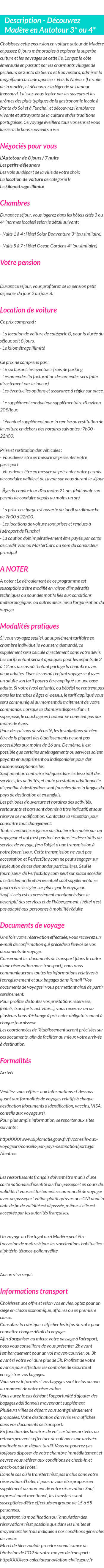 Détails du séjour
