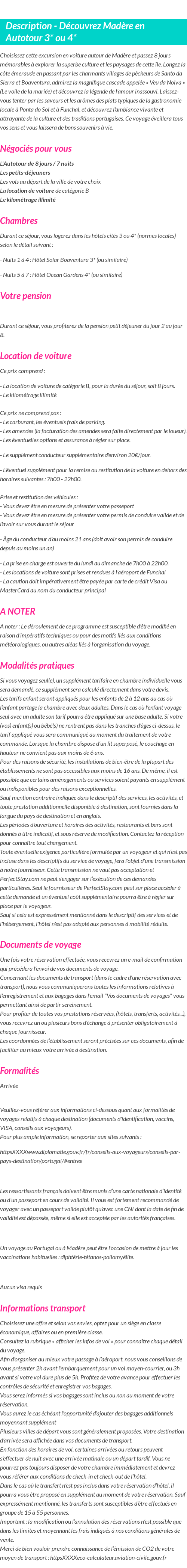 Détails du séjour