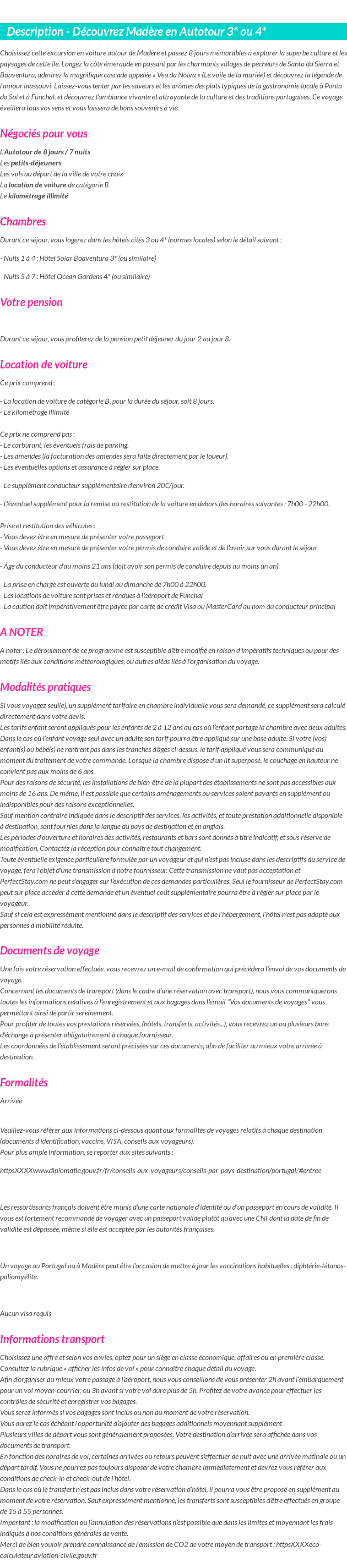 Détails du séjour