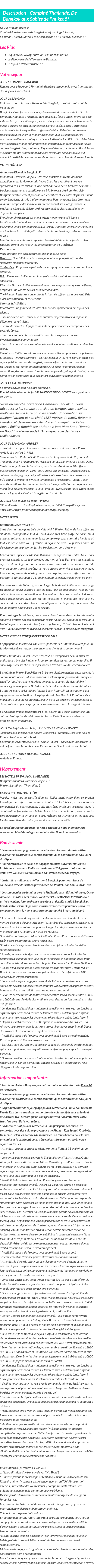 Détails du séjour