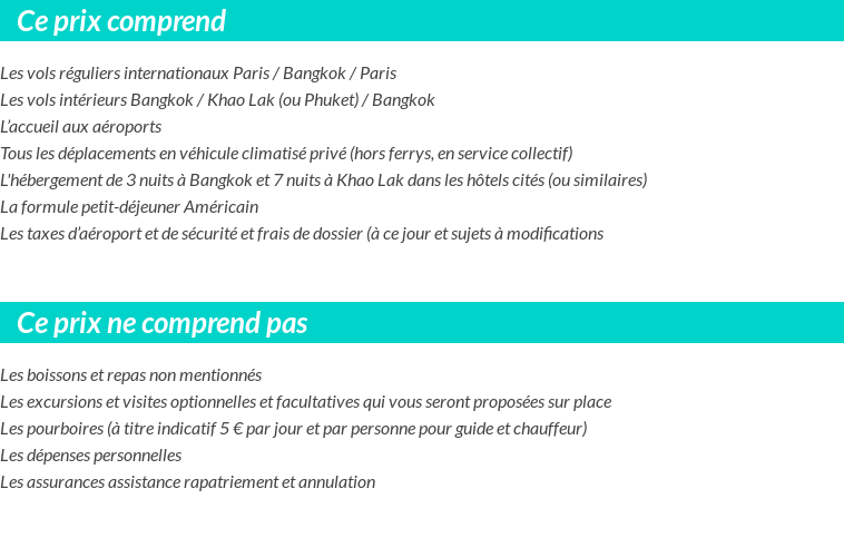 Conditions tarifaires