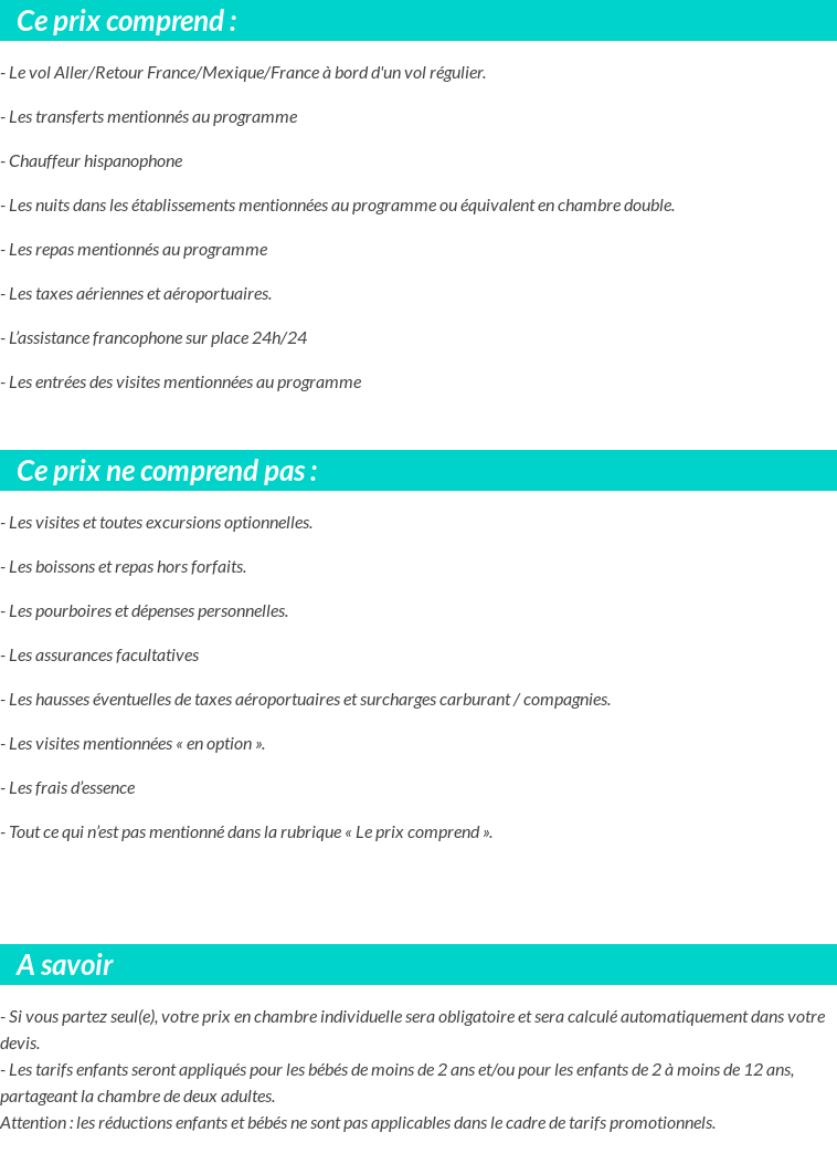 Conditions tarifaires