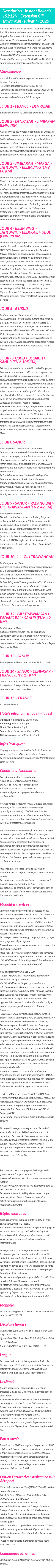 Détails du séjour