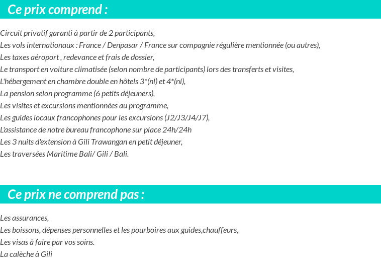 Conditions tarifaires