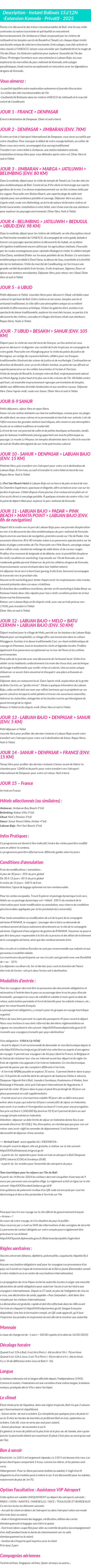 Détails du séjour