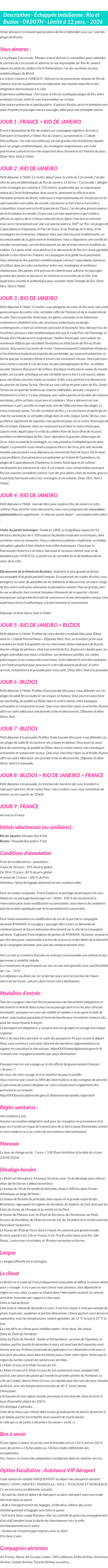 Détails du séjour