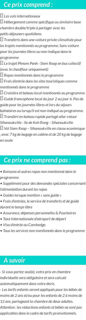 Conditions tarifaires
