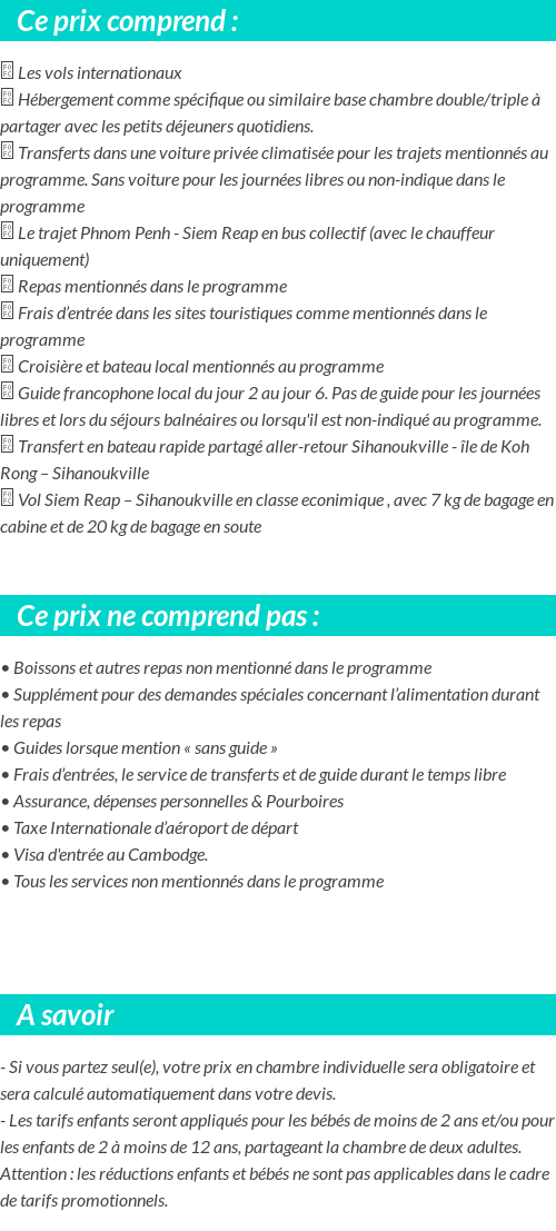 Conditions tarifaires