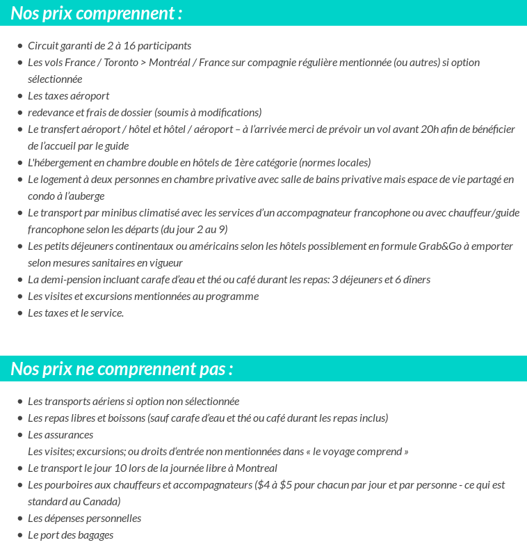 Conditions tarifaires