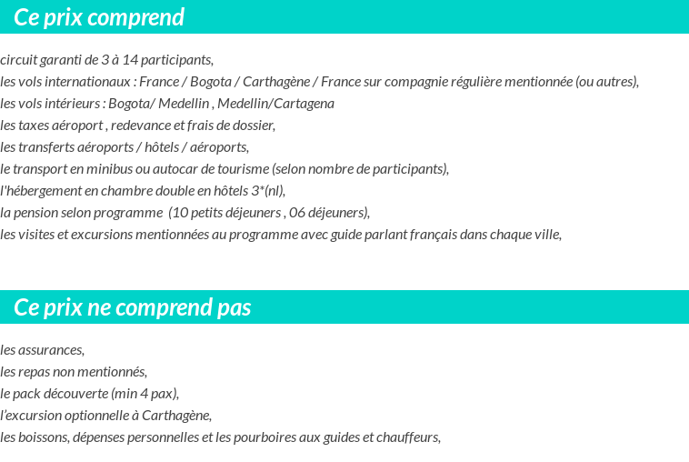 Conditions tarifaires