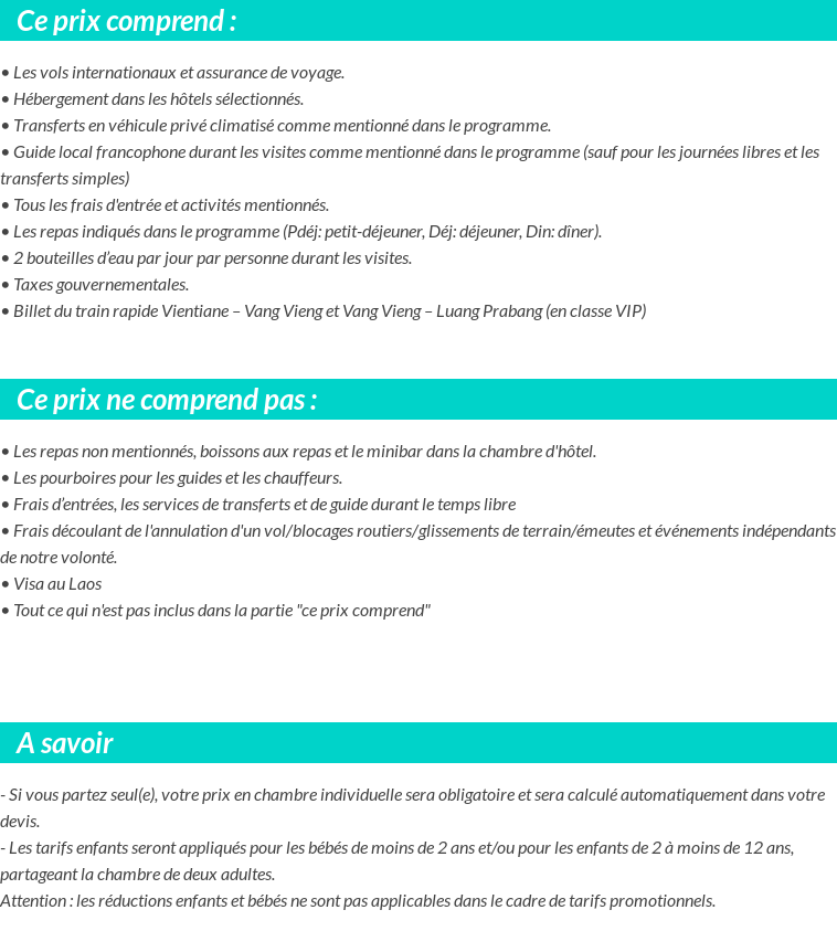 Conditions tarifaires