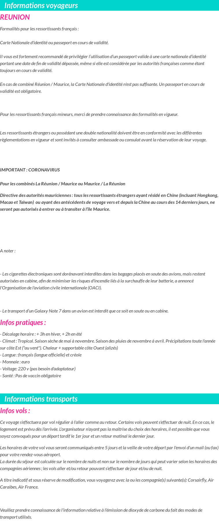 Formalités et infos voyageurs