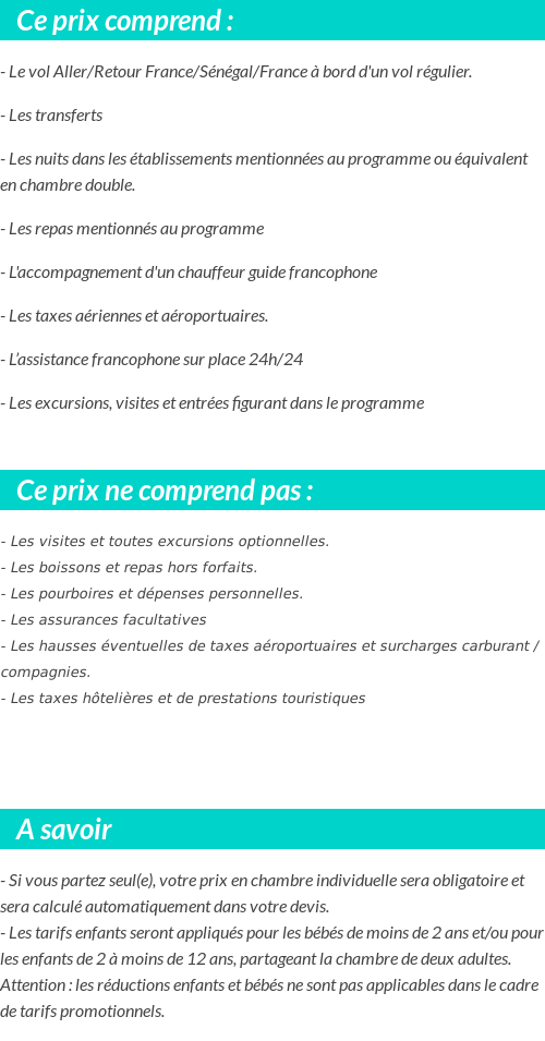 Conditions tarifaires