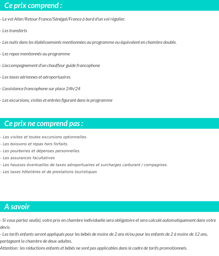 Conditions tarifaires
