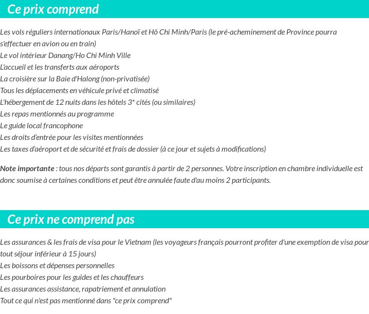 Conditions tarifaires