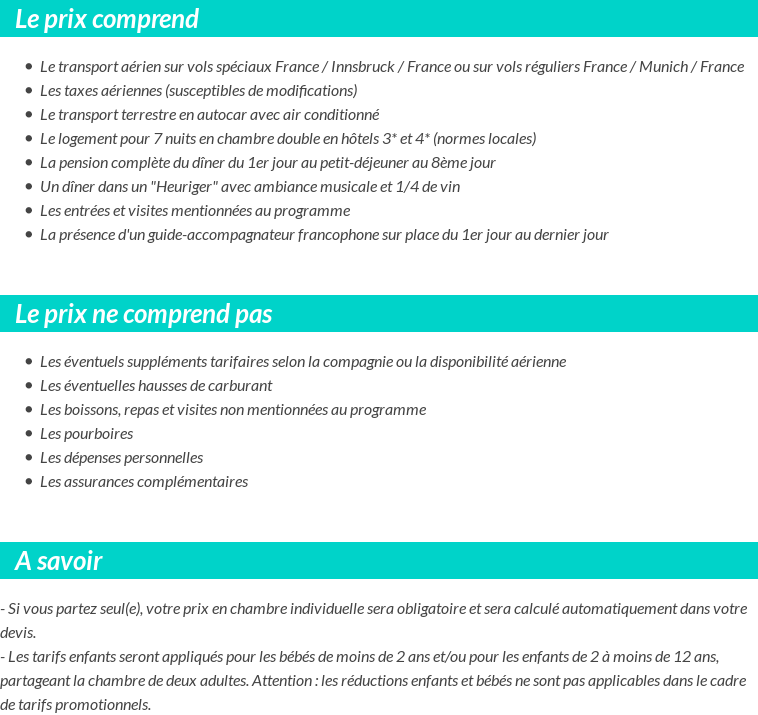 Conditions tarifaires