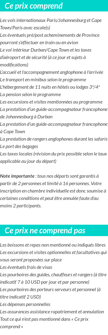 Conditions tarifaires