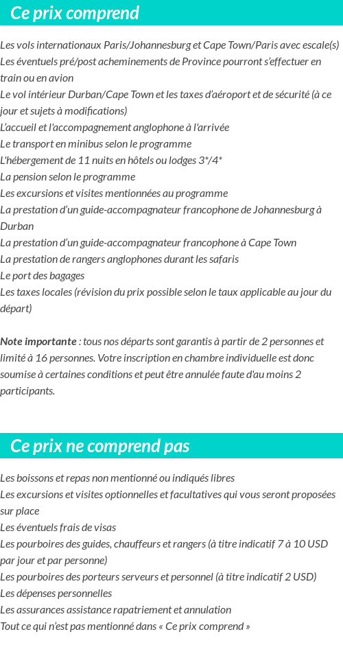 Conditions tarifaires