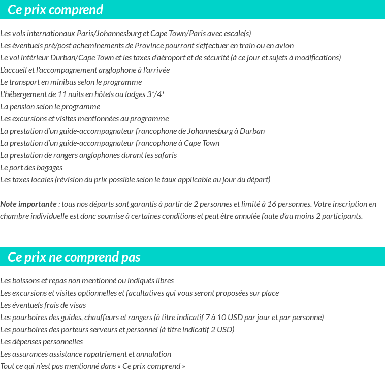 Conditions tarifaires
