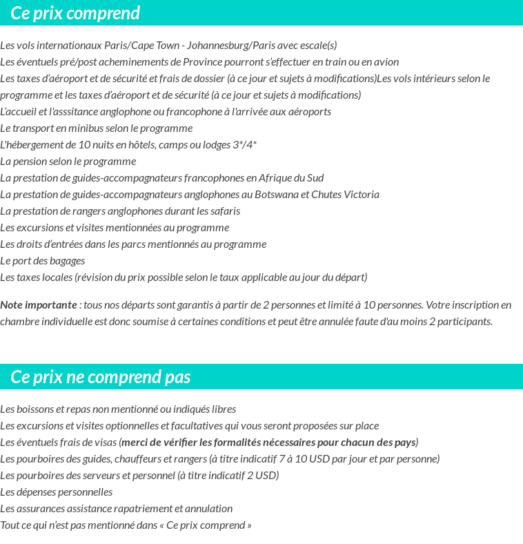 Conditions tarifaires