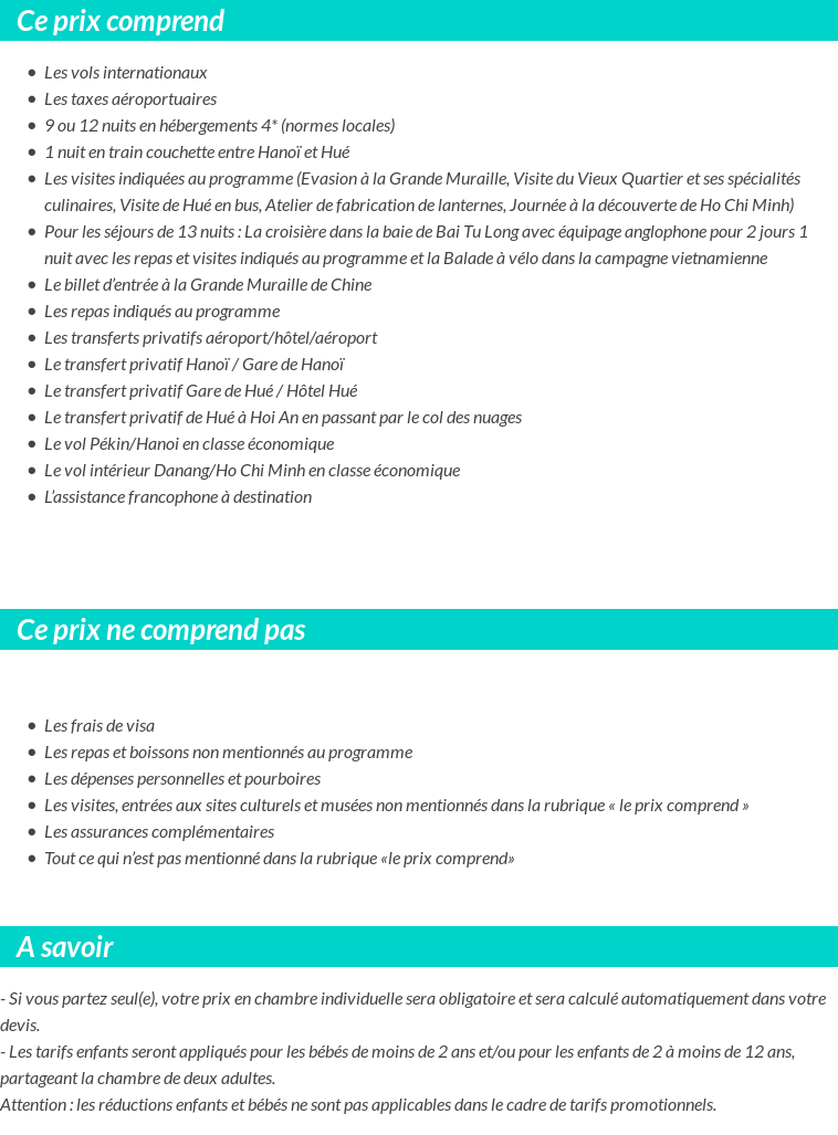 Conditions tarifaires