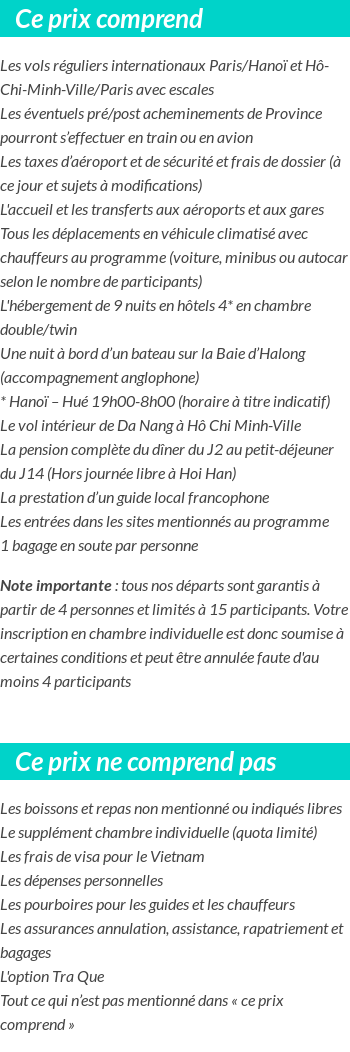 Conditions tarifaires