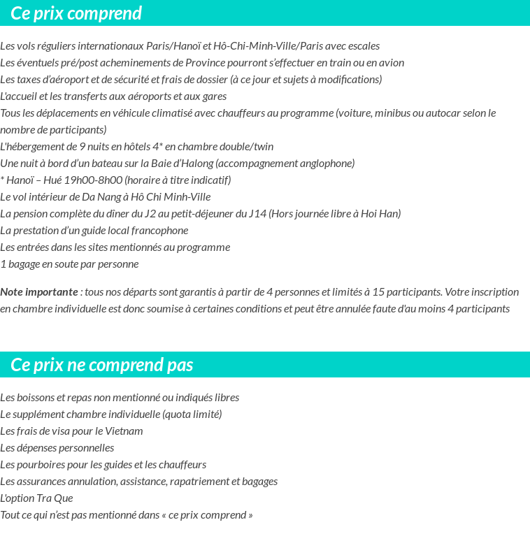 Conditions tarifaires