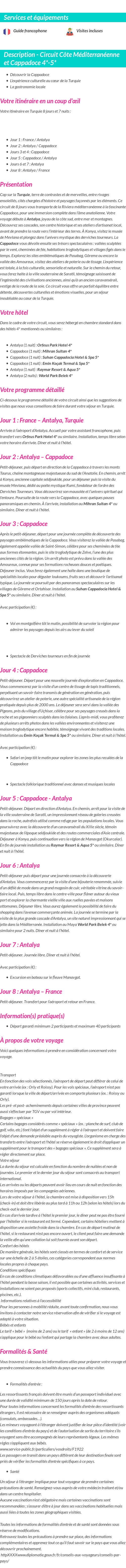 Détails du séjour