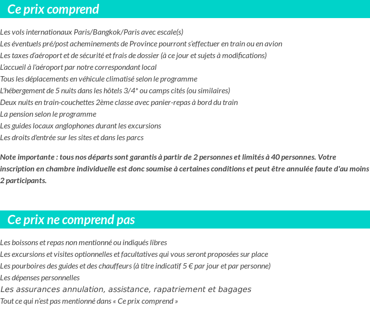 Conditions tarifaires