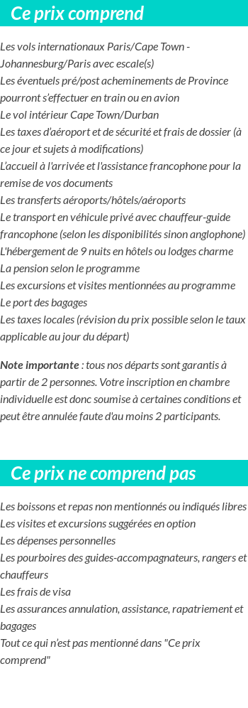 Conditions tarifaires