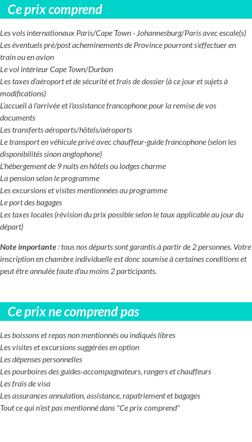 Conditions tarifaires