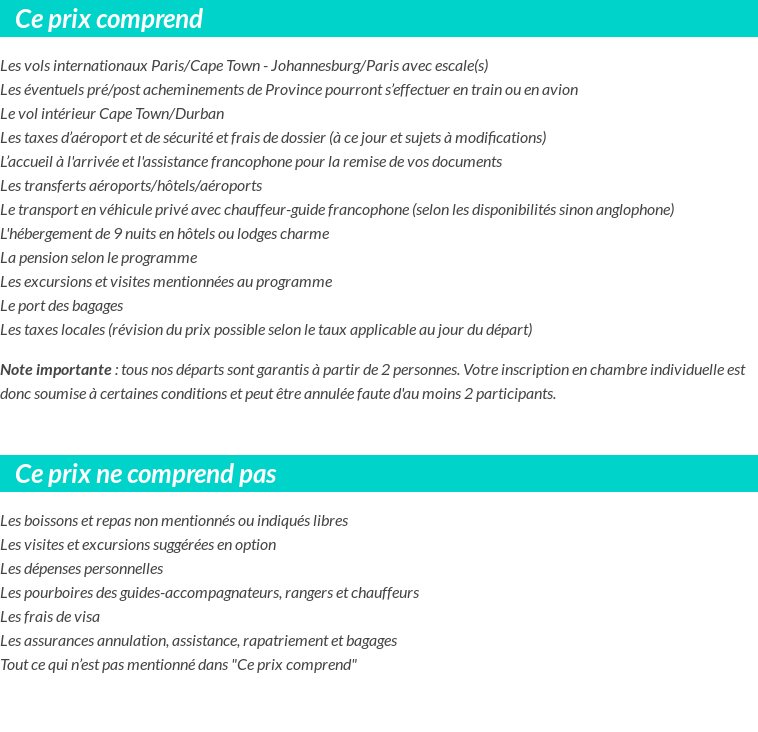 Conditions tarifaires